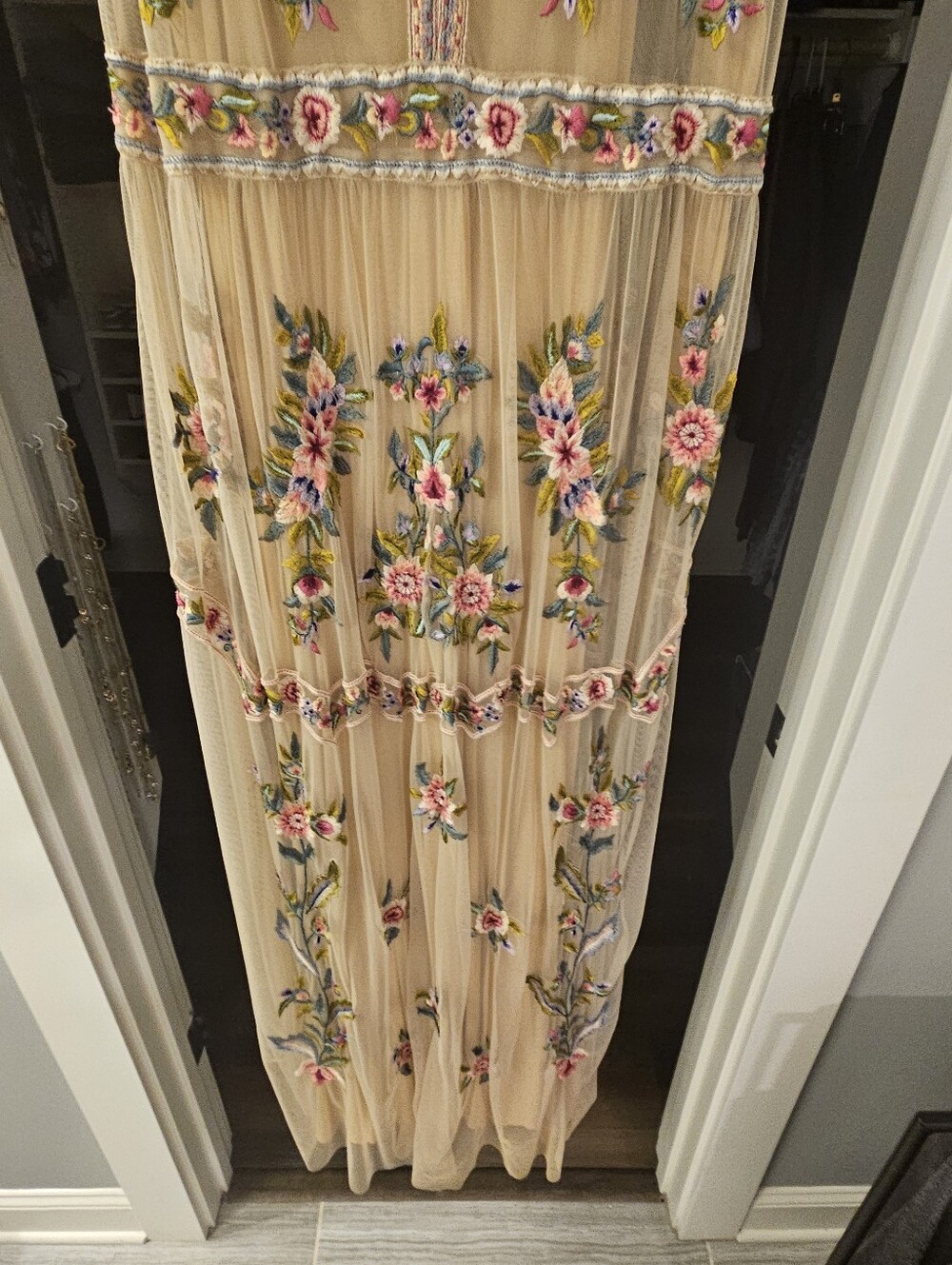 Sundance Boho Embroidered Floral Maxi Dress-Large - Picture 5 of 12